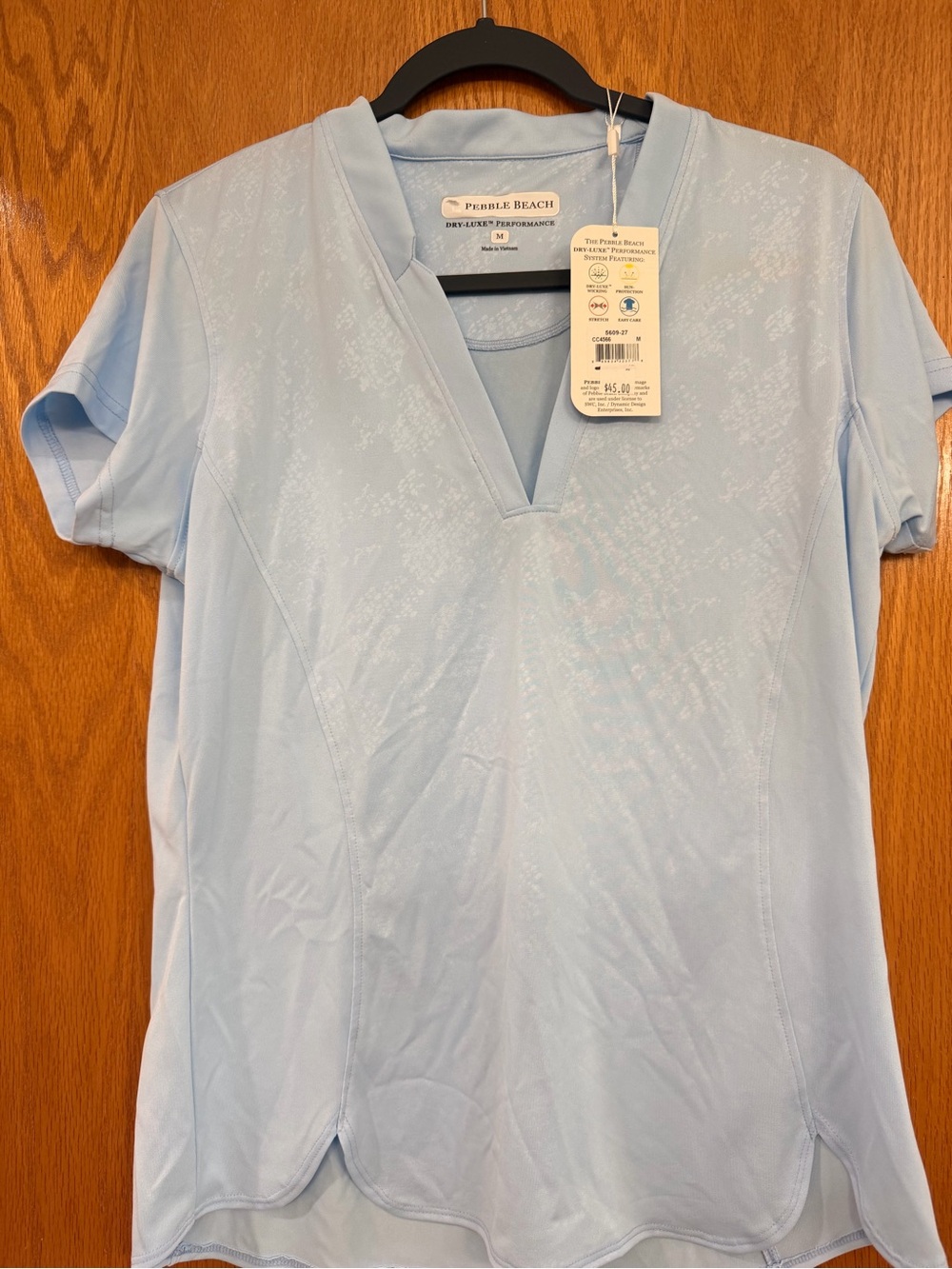 Pebble Beach Women's Light Blue V-Neck Performance Top